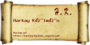 Harkay Kálmán névjegykártya